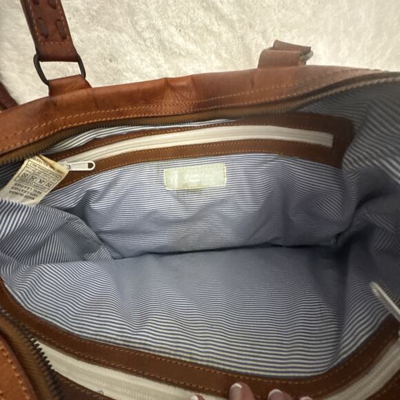 VTG Noonday Collection Tote Bag Purse Rustic Leather Large Brown Retro Aged Boho - Picture 10 of 12